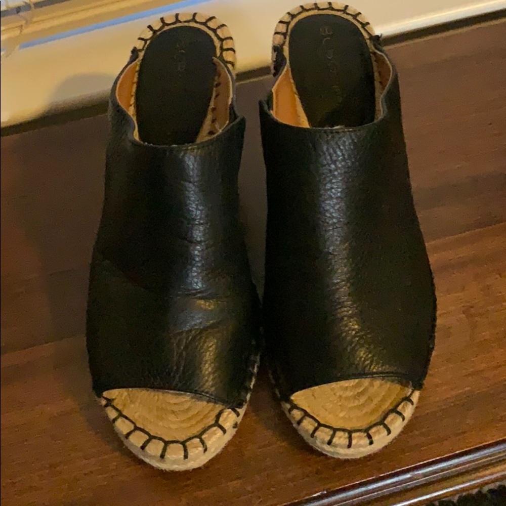 BCBGeneration Jute Wedge, black leather shoe